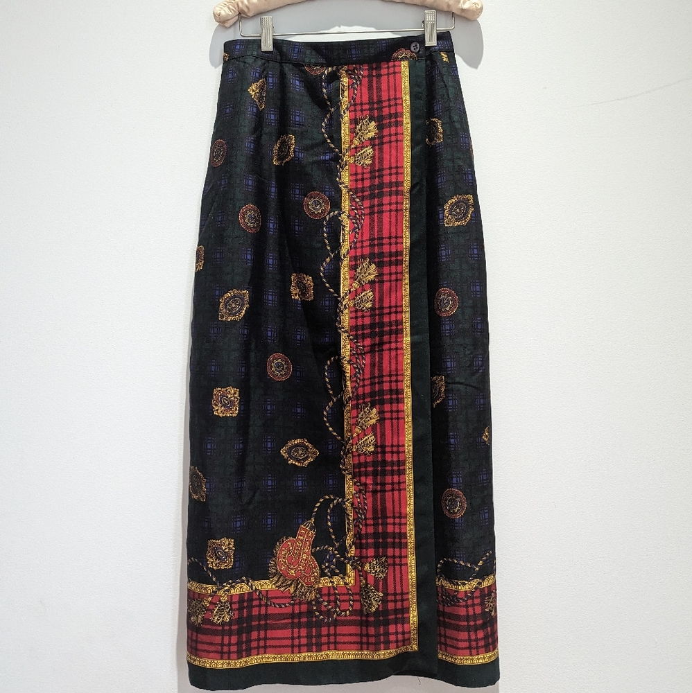 100% Silk Vintage Maxi Wrap Skirt